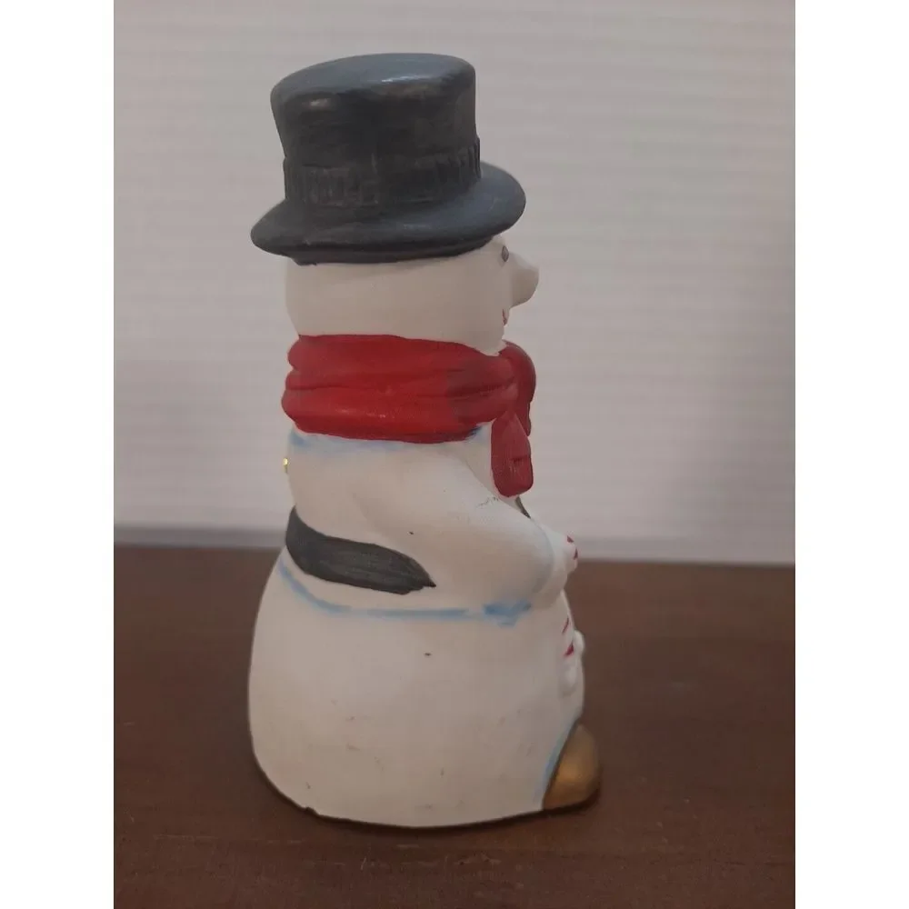 Vintage FEI‎ Snowman Christmas Ceramic Bell Holiday Décor 4 Inches Tall